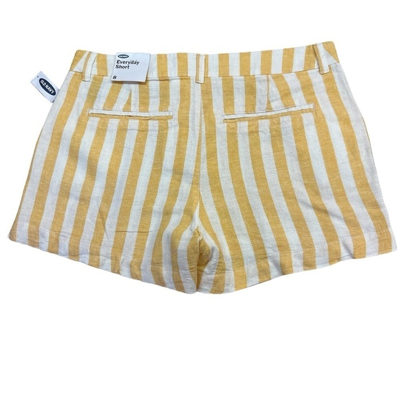 Old Navy Everyday Yellow/White Striped Linen Blend Shorts Size 8 NWT & Size 14 - Picture 3 of 11